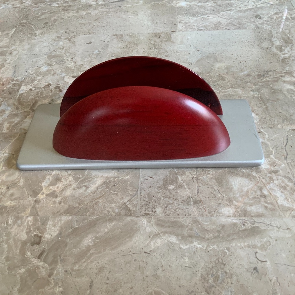 Solid Wood Rosewood & Silver Finish Letter Holder